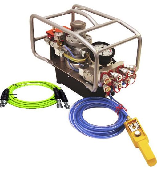 BOMBA HIDRÁULICA MOTOR NEUMÁTICO + MANGUERA + ACEITE
